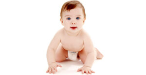 Baby in Pampers als Beispiel für den Pampers Parcours